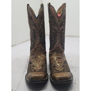 Corral Women’s Sequin Crystal Butterfly Bronze Black Leather Cowgirl Boots Sz 5